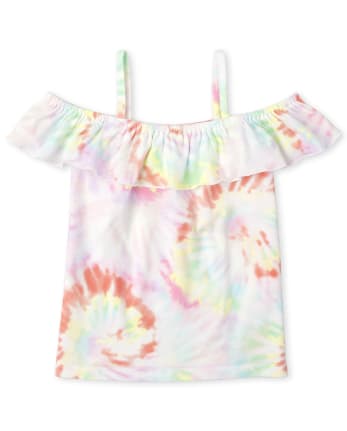 Girls Print Ruffle Tank Top