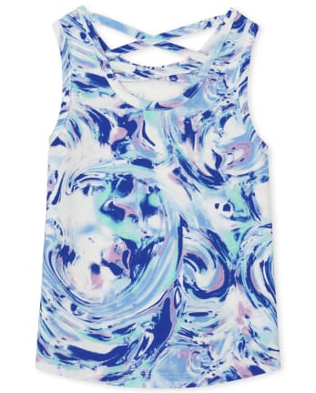 Camiseta sin mangas con espalda cruzada y estampado para niñas