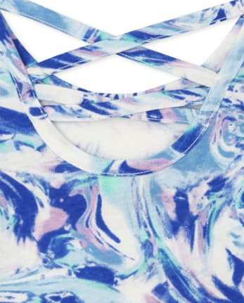 Camiseta sin mangas con espalda cruzada y estampado para niñas