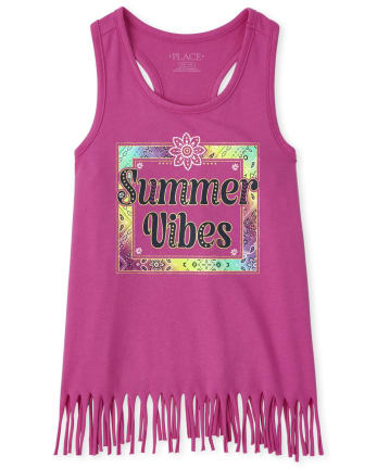 Girls Graphic Fringe Tank Top
