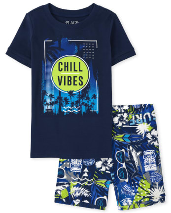 Pyjama en coton ajusté tropical pour garçon