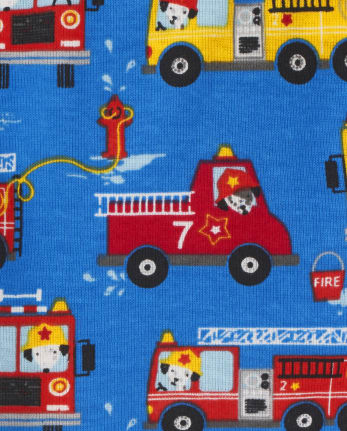 Baby And Toddler Boys Fire Truck Snug Fit Cotton Pajamas