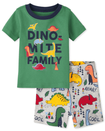 Pijama de algodón unisex para bebés y niños pequeños Dino Snug Fit