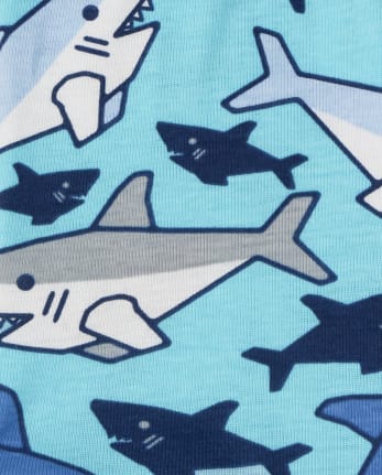Paquete de 2 pijamas de algodón ajustados con tiburón para bebés y niños pequeños
