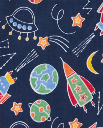 Pijama de algodón unisex para bebés y niños pequeños Glow Rocket Ship Snug Fit