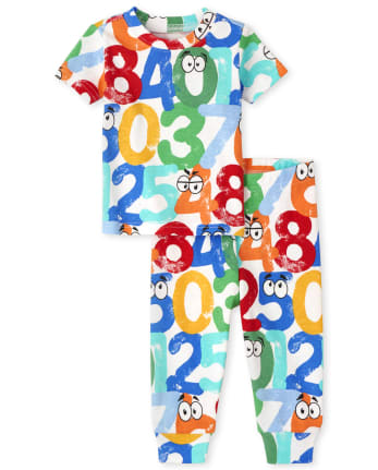 Pijama unisex de algodón con números para bebés y niños pequeños