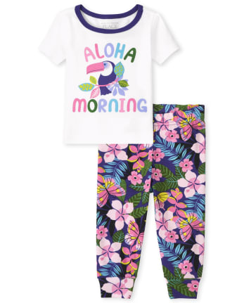 Pijama de algodón Aloha Snug Fit para bebés y niñas pequeñas