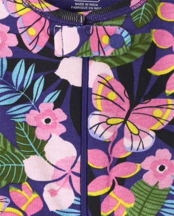 Pijamas de una pieza de algodón con ajuste ceñido y estampado floral para bebés y niñas pequeñas