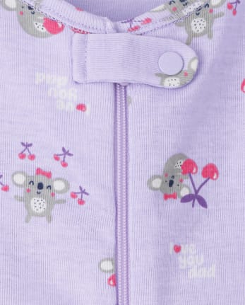 Baby And Toddler Girls Koala Strawberry Snug Fit Cotton One Piece Pajamas 2-Pack
