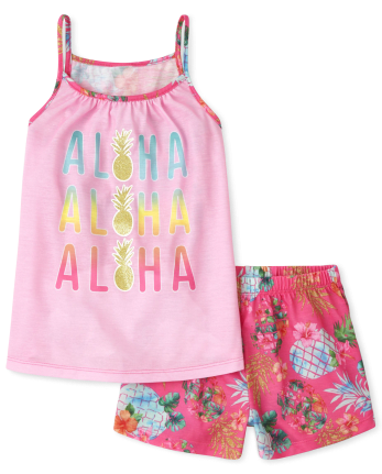 Girls Foil Aloha Pajamas