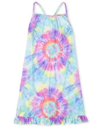 Girls Tie Dye Ruffle Nightgown
