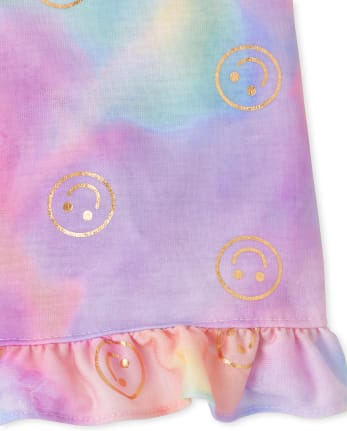 Girls Foil Happy Face Ruffle Nightgown