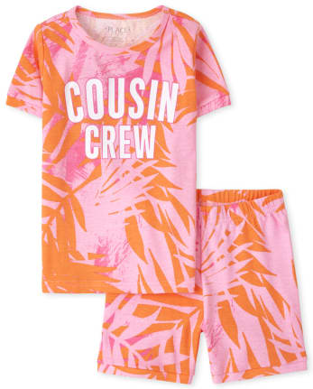 Pyjama en coton coupe ajustée tropicale pour fille
