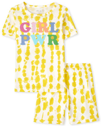 Pyjama en coton ajusté tie-dye pour fille