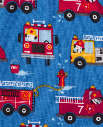 Baby And Toddler Boys Fire Truck Snug Fit Cotton Pajamas