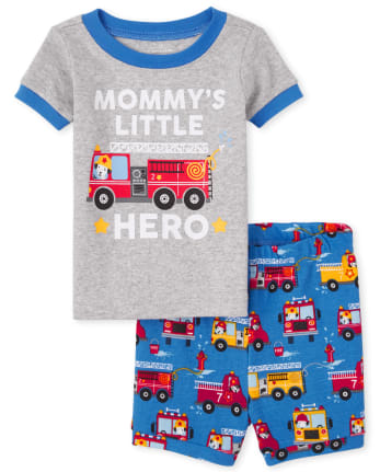 Baby And Toddler Boys Fire Truck Snug Fit Cotton Pajamas