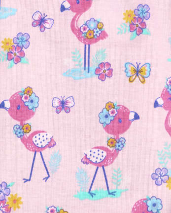 Pyjama en coton ajusté flamant rose pour bébé et toute-petite fille