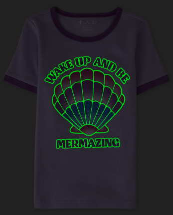 Girls Glow Mermaid Snug Fit Cotton Pajamas