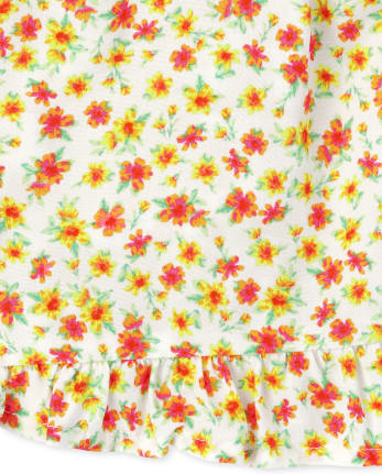 Niñas Mameluco sin mangas con volante floral