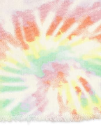 Short en sergé arc-en-ciel tie-dye pour fille