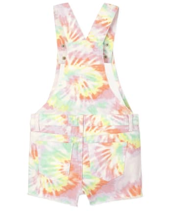 Short en sergé arc-en-ciel tie-dye pour fille