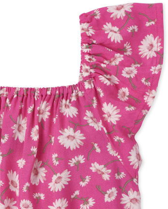 Girls Floral Top And Ruffle Skirt 2-Piece Set