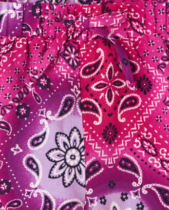 Ensemble 2 pièces avec débardeur dos nu à imprimé bandana et short à pampilles pour fille