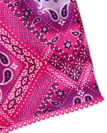 Ensemble 2 pièces avec débardeur dos nu à imprimé bandana et short à pampilles pour fille