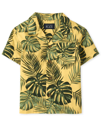 Baby And Toddler Boys Dad And Me Tropical Leaf Button Down Shirt