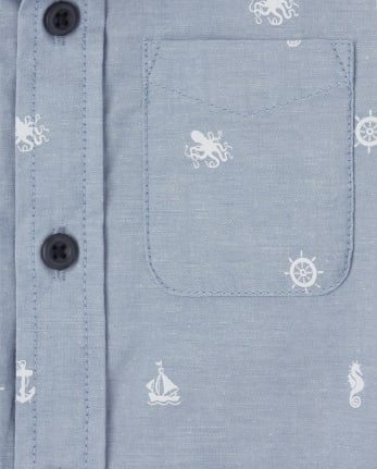 Camisa con botones de popelina náutica para bebés y niños pequeños