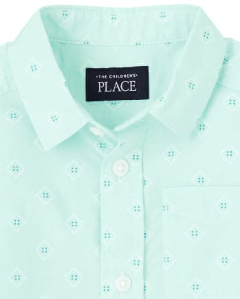 Baby And Toddler Boys Print Poplin Button Up Shirt