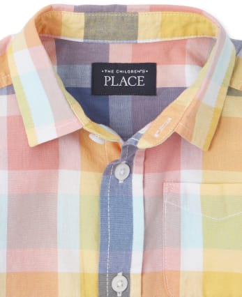 Baby And Toddler Boys Plaid Poplin Button Up Shirt
