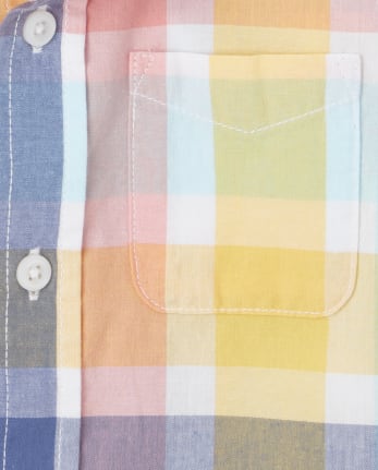 Baby And Toddler Boys Plaid Poplin Button Up Shirt