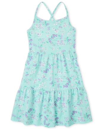 Girls Print Tiered Dress