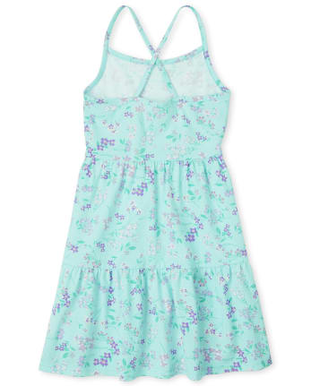 Girls Print Tiered Dress