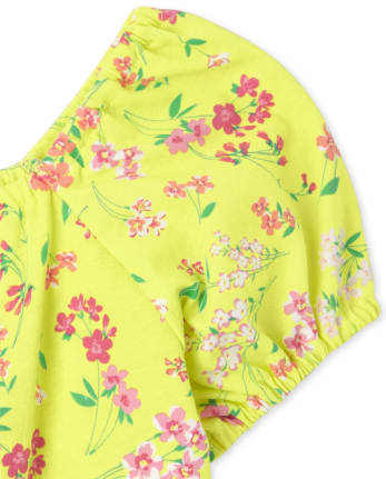 Girls Floral Keyhole Top