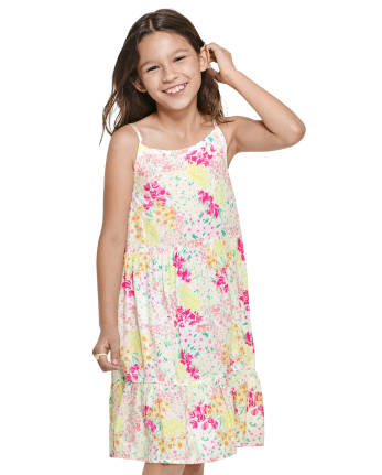 Girls Mommy And Me Sleeveless Floral Tiered Woven Tank Dress | The ...