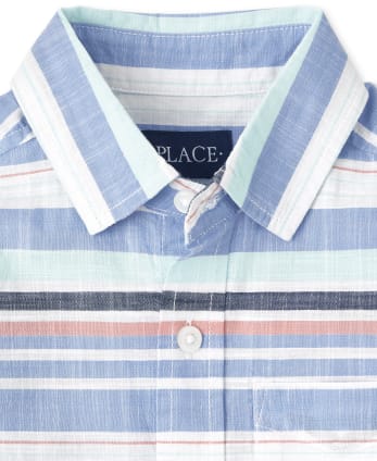 Boys Dad And Me Striped Chambray Button Down Shirt