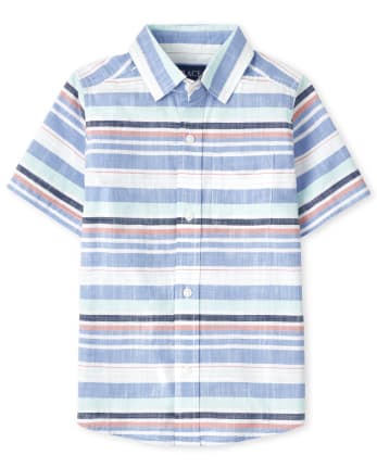 Boys Dad And Me Striped Chambray Button Down Shirt