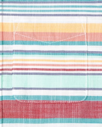 Boys Striped Chambray Button Up Shirt