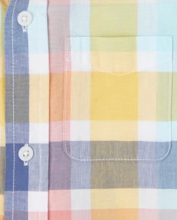 Boys Plaid Poplin Button Up Shirt