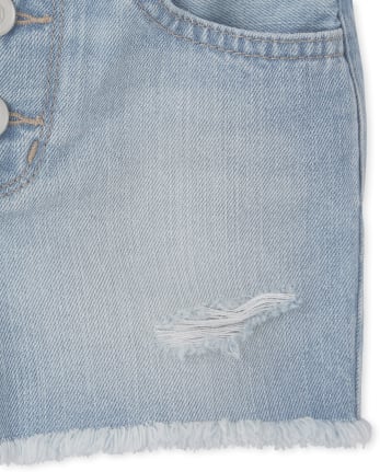 Girls Button Front Denim Shorts