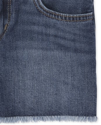 Girls Belted Denim Shortie Shorts