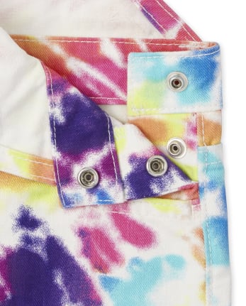 Short en sergé tie-dye arc-en-ciel pour fille