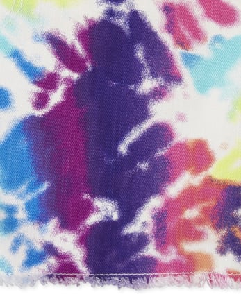 Short en sergé tie-dye arc-en-ciel pour fille