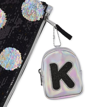 Girls Holographic Initial Backpack Pouch