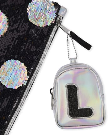 Girls Holographic Initial Backpack Pouch