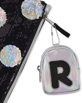 Girls Holographic Initial Backpack Pouch