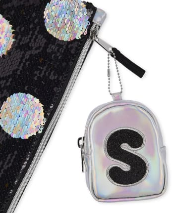 Girls Holographic Initial Backpack Pouch