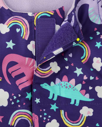 Toddler Girls Print Snow Overalls